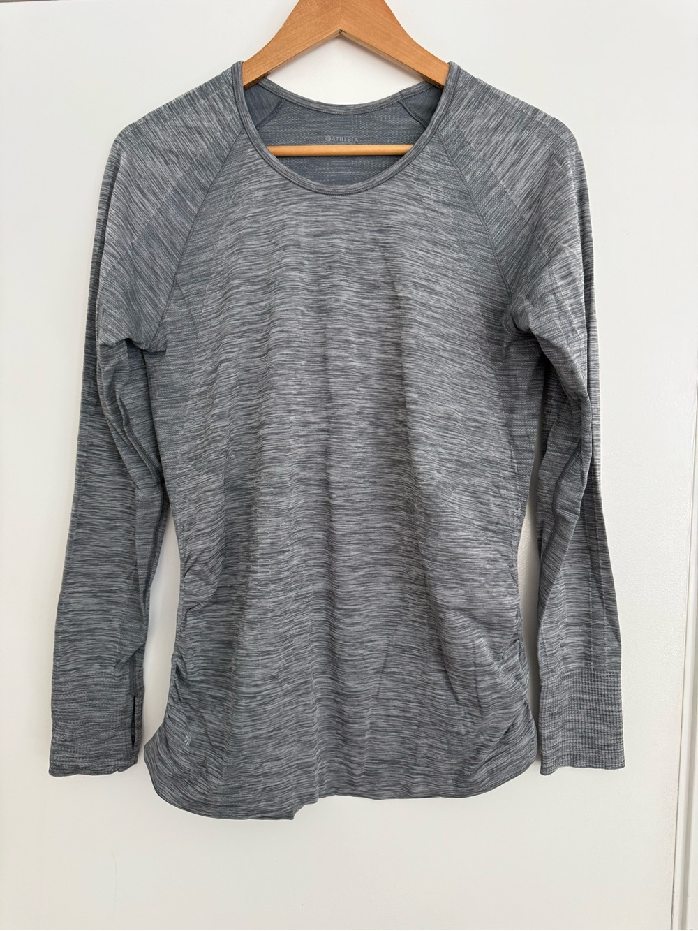 Athleta Gray Textured Performance Long Sleeve Top